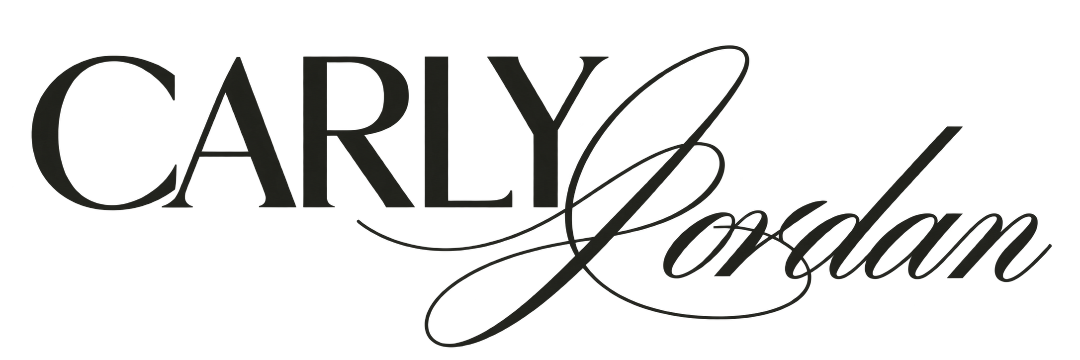 Carly Jordan Logo reading “Carly Jordan” in a combination of serif and script fonts. Personal Stylist & Luxury Fashion Sourcer